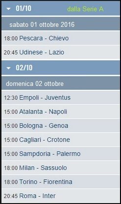 Le partite di domenica 02 ottobre, orario, anticipi e posticipi